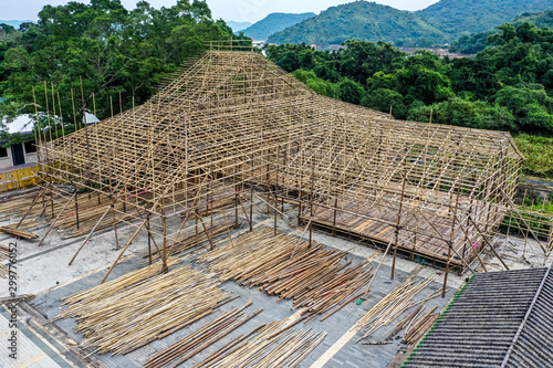 Papier peint Temporary built Bamboo Theatre and Scaffolding Stage