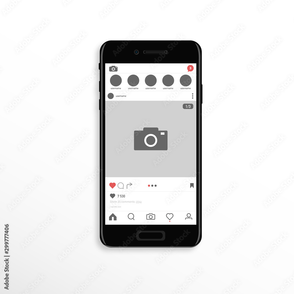 Social network photo frame on smart phone. Decorative template framework. Insert your picture. Vector illustration. Social network photo frame on smart phone. Decorative template framework. Insert your picture. Vector illustration.