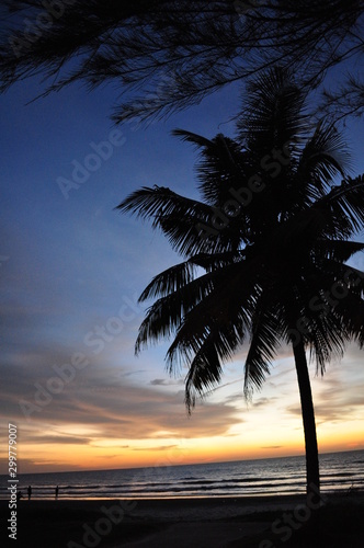 Miri, Sarawak / Malaysia - October 7, 2019: The beautiful beaches of Luak Bay and Tanjung Lubang during Sunset at Miri, Sarawak