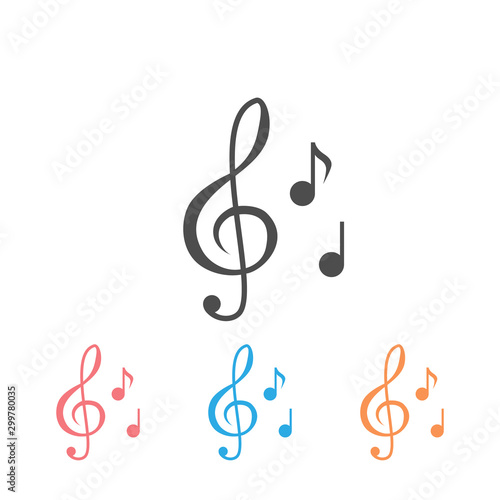 Music note illustration icon set. Sound and melody symbols
