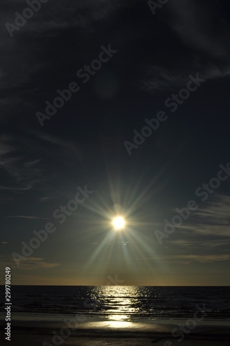 Miri, Sarawak / Malaysia - October 7, 2019: The beautiful beaches of Luak Bay and Tanjung Lubang during Sunset at Miri, Sarawak