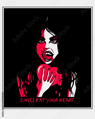 girl devours male hearts, heartbreaker t-shirt print photo