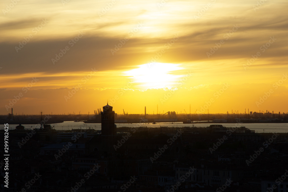 Venice city sunset landscape evening view, Italy Venice city sunset landscape evening view, Italy