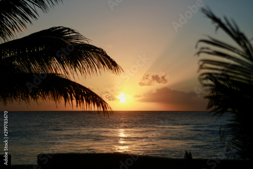sunset on the beach in Barbados