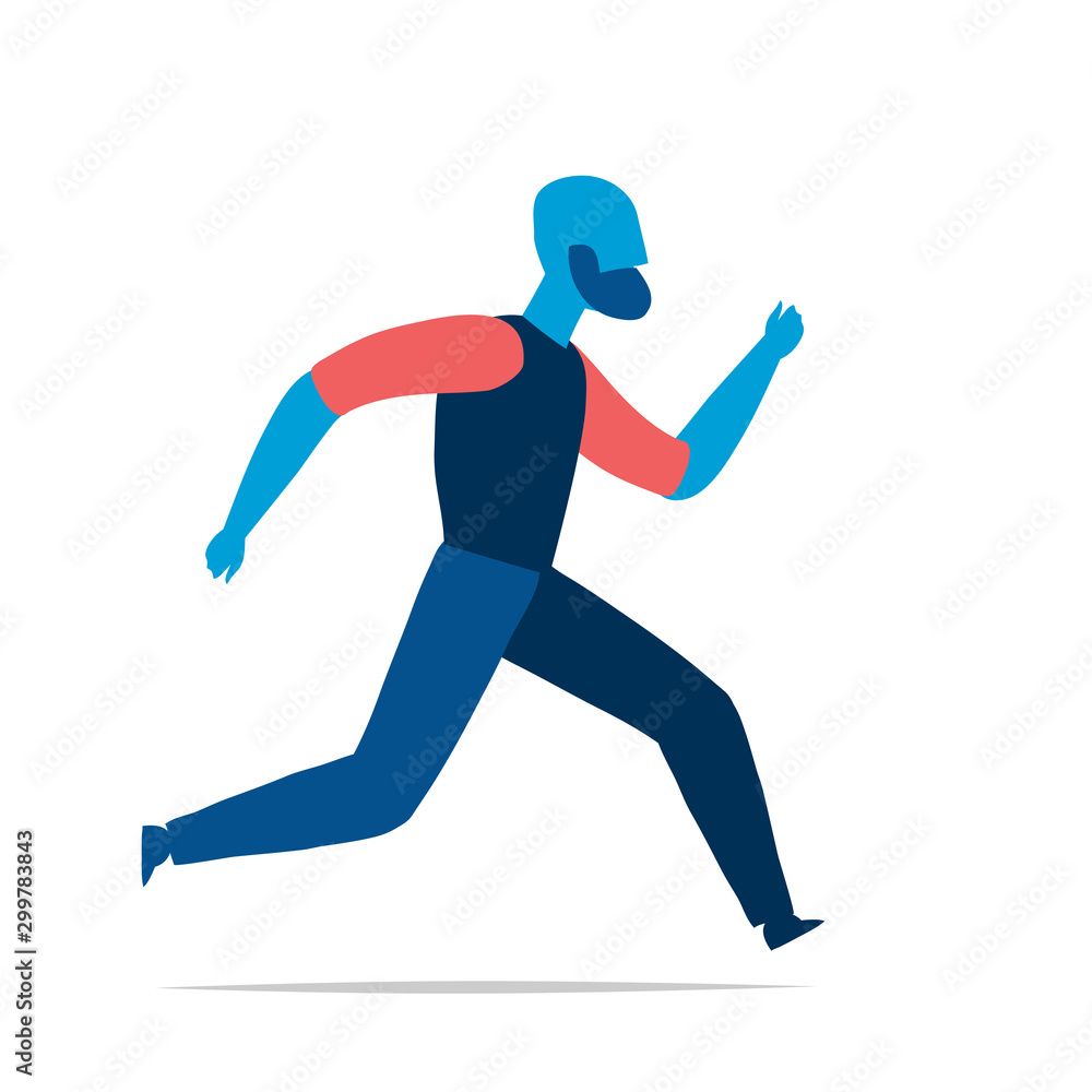 man running isolated on white background vector illustration 