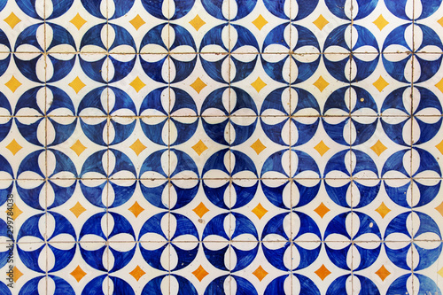 Portuguese azulejo ceramic tiles decorative background