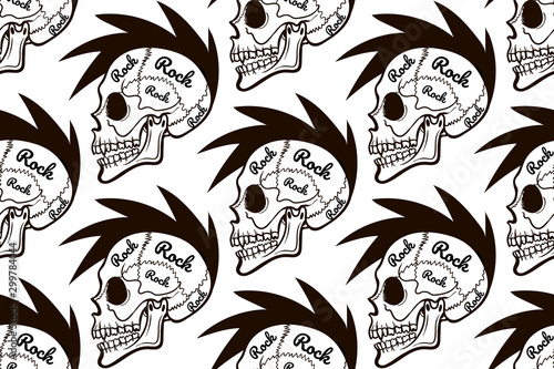 seamless pattern skull with Iroquois, rock