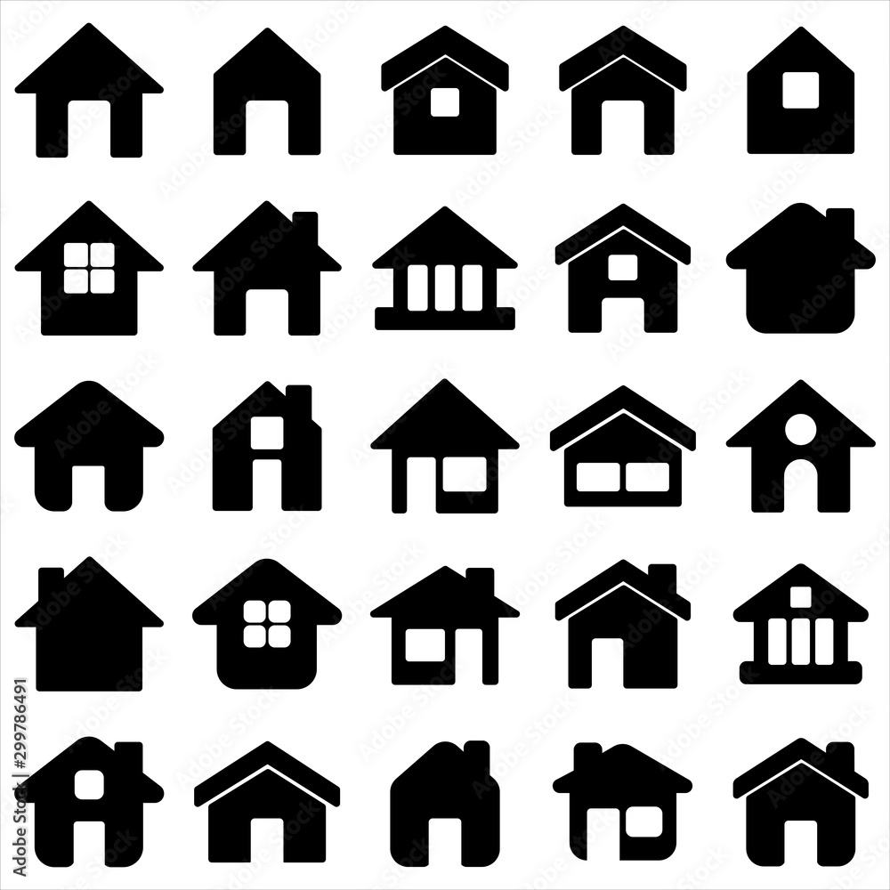 Set of home icon. symbol of house or building with trendy flat style icon for web site design, logo, app, UI isolated on white background. Vector Illustration