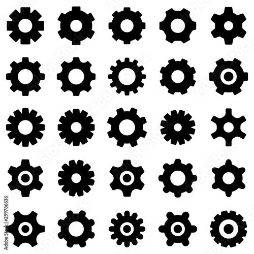 Set of gear icon. symbol of setting or configuration with trendy flat line style icon for web, logo, app, UI design. isolated on white background. vector illustration eps 10