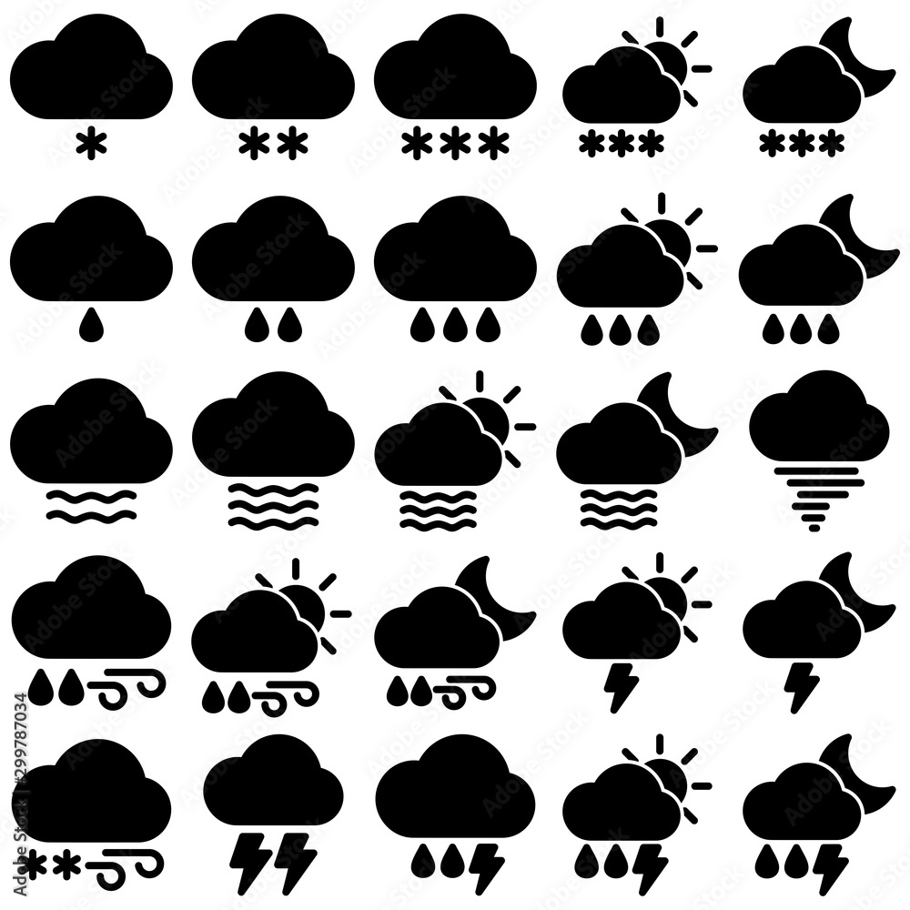 Set of Weather icon with trendy flat line style icon for web, logo, app, UI design. isolated on white background. vector illustration eps 10 Set of Weather icon with trendy flat line style icon for web, logo, app, UI design. isolated on white background. vector illustration eps 10