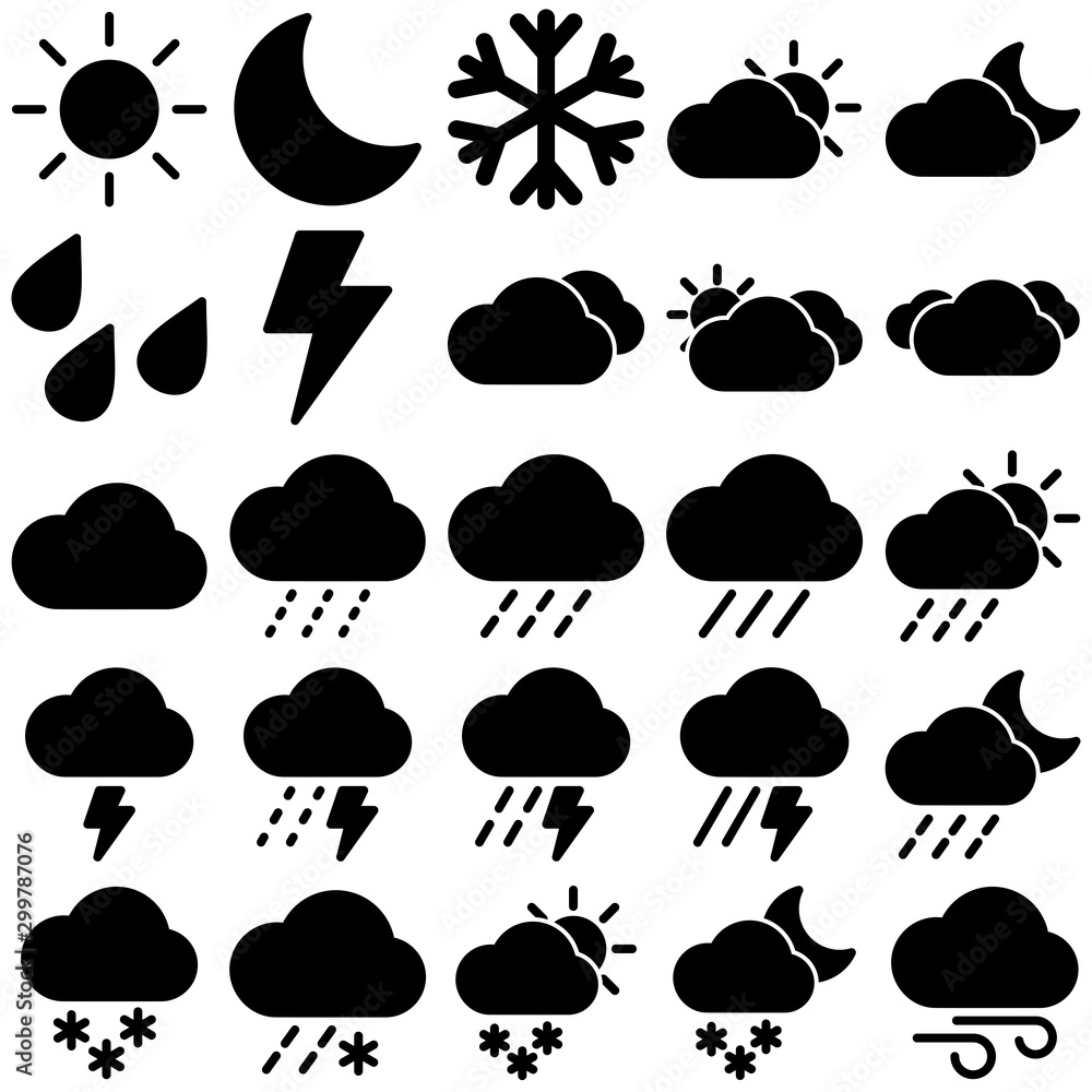 Set of Weather icon with trendy flat line style icon for web, logo, app, UI design. isolated on white background. vector illustration eps 10 Set of Weather icon with trendy flat line style icon for web, logo, app, UI design. isolated on white background. vector illustration eps 10
