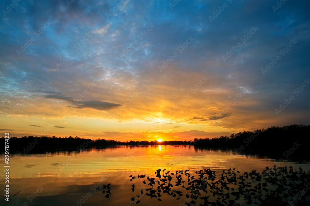 sunset over lake sunset over lake