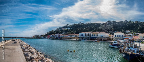 Panorama of Katakolo port, where cruise ships land for ancient Olympia, Greece