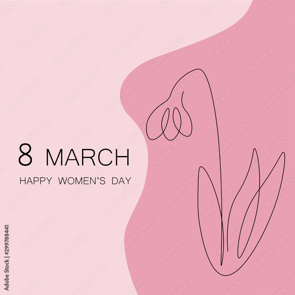Women's day background with spring flower snowdrop, vector illustration Women's day background with spring flower snowdrop, vector illustration