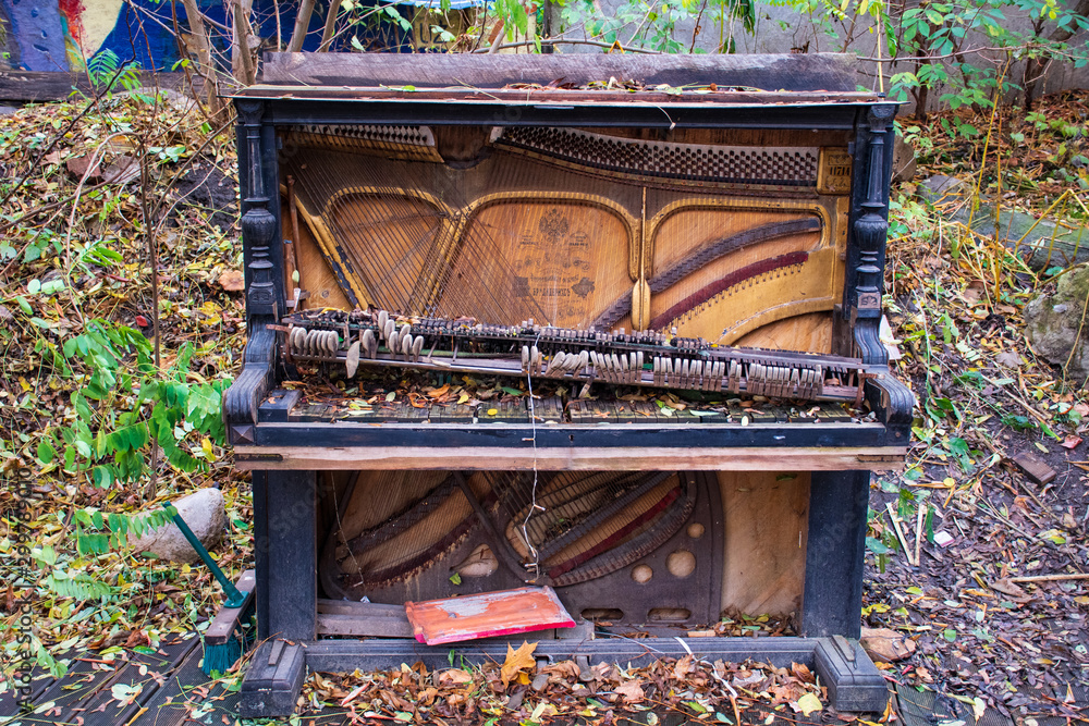 Old rotten abandoned grand piano Old rotten abandoned grand piano