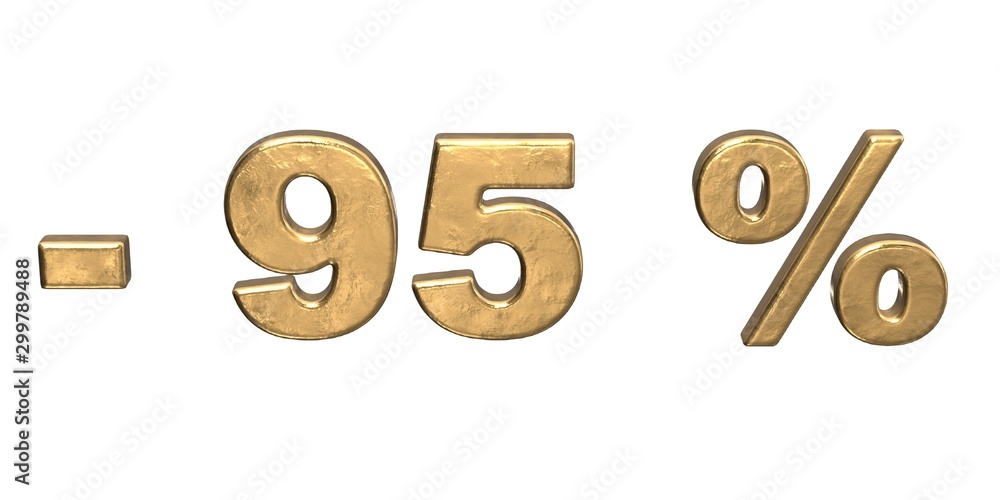 95% of discount. Golden ninety five percent sale. isolated on white background 95% of discount. Golden ninety five percent sale. isolated on white background