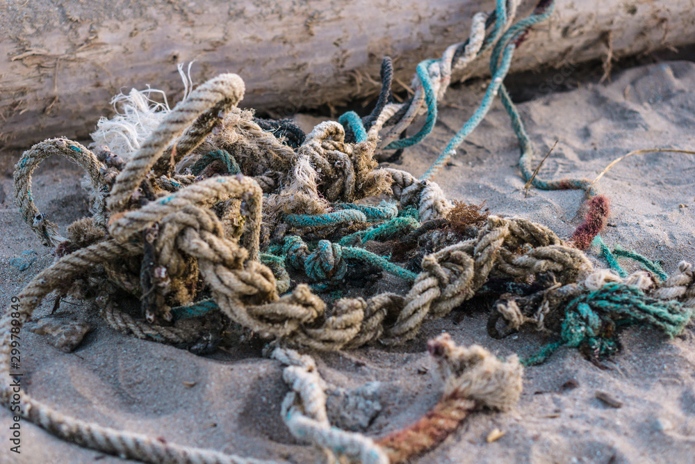 Ropes abandoned on the beach