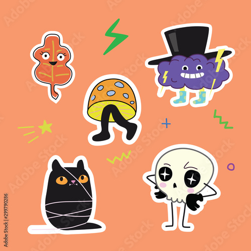 Autumn characters stickers