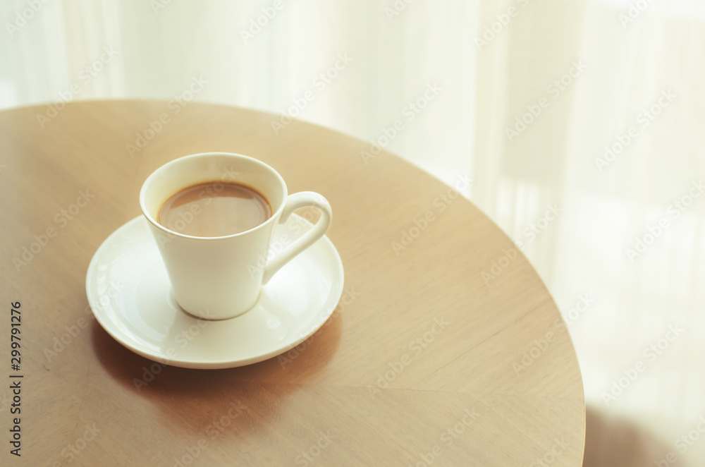 Coffee cup on wood table Coffee cup on wood table