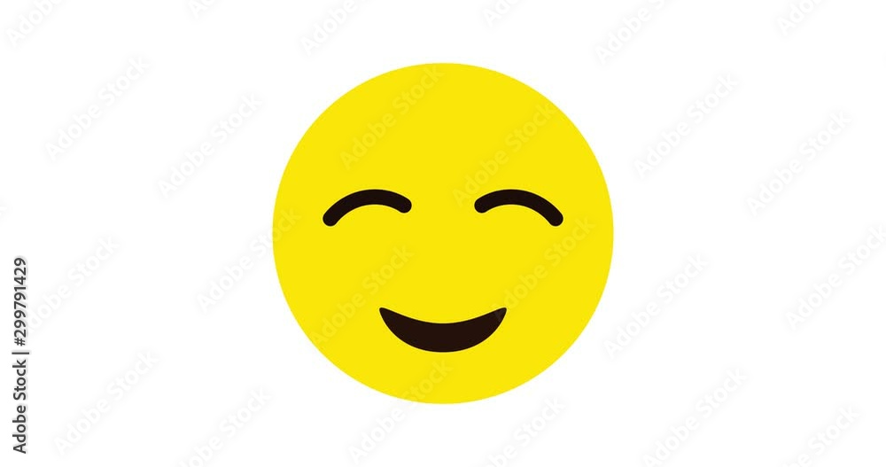 Shyly smiling face Emoji reaction, icon animation on white background Shyly smiling face Emoji reaction, icon animation on white background