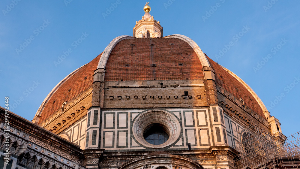View to the dome of the Cathedral Santa Maria del Fiore in Florence, Italy