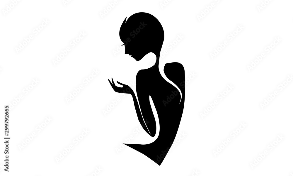 girl silhouette isolated vector design