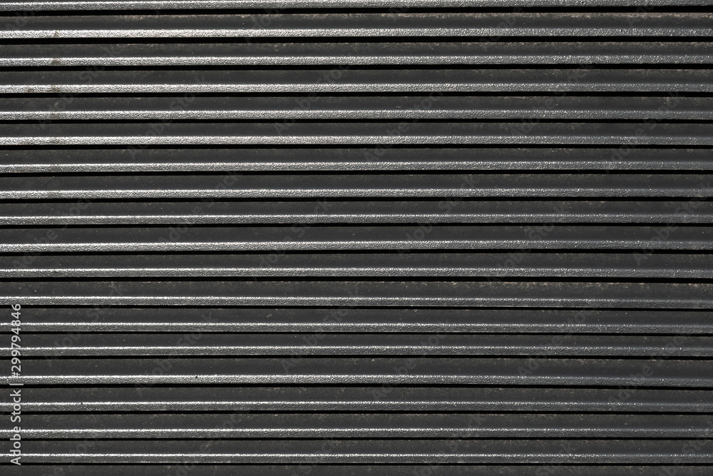 Flatlay of ribbed metal surface for the blind Flatlay of ribbed metal surface for the blind