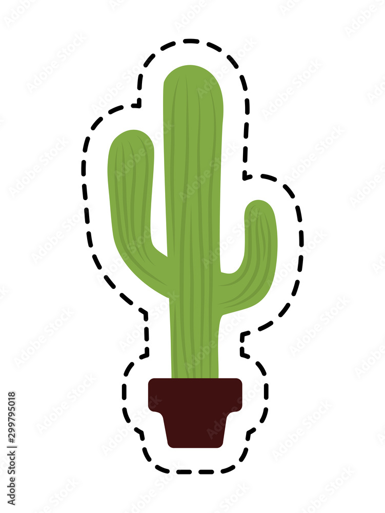patch cactus in pot plant isolated icon
