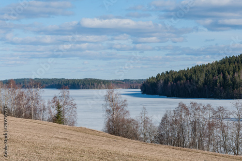 Ice covered lake with forests in the background © Jani Katajisto