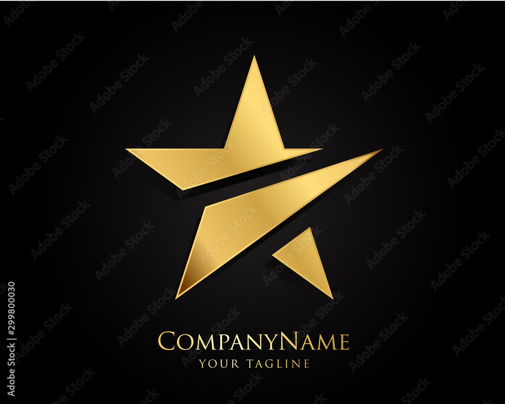 Gold Star Logo Designs Vector Template with Black Background Gold Star Logo Designs Vector Template with Black Background