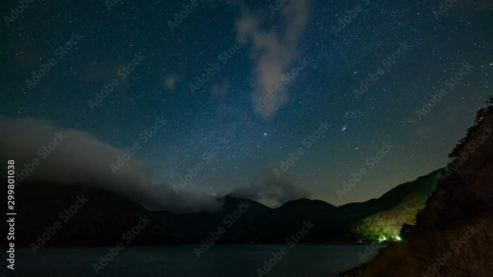 Astro Timelapse of Starry Sky over Shojiko Lake in Japan Astro Timelapse of Starry Sky over Shojiko Lake in Japan