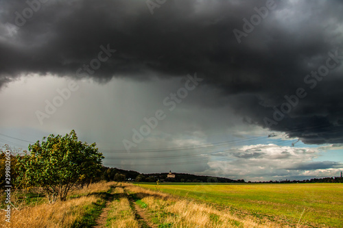 dark rain cloud over the landscape
