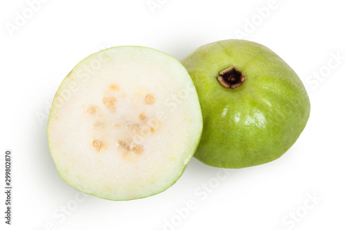 green guava isolated on a white background.