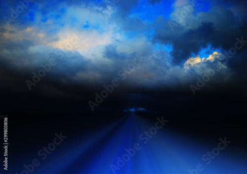 Highway to winter abstract illustration background