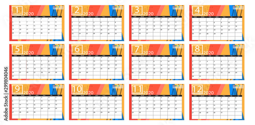 modern design of the calendar 12month of year2020 illustration vector photo