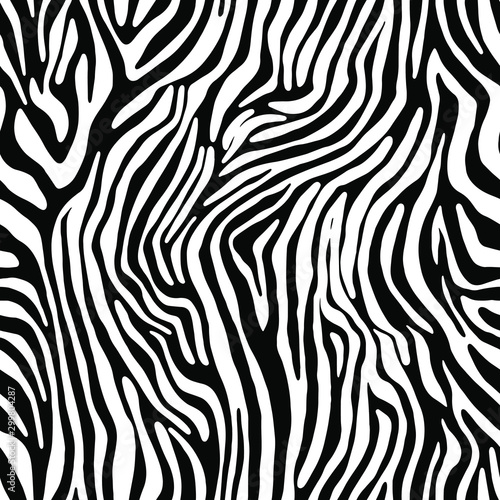 Full seamless wallpaper for zebra and tiger stripes animal skin pattern. Black and white design for textile fabric printing. Fashionable and home design fit.