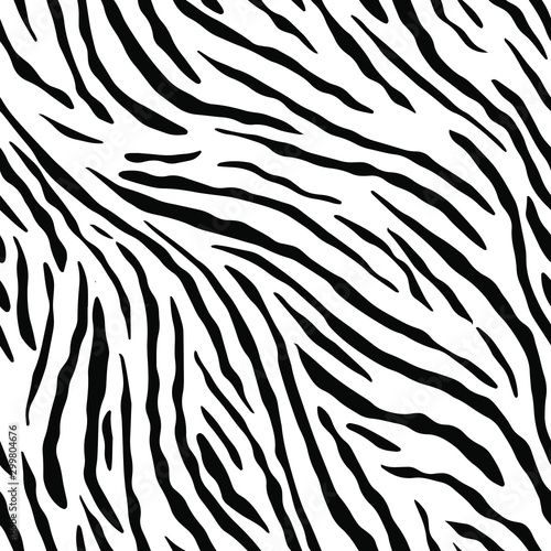 Full seamless wallpaper for zebra and tiger stripes animal skin pattern. Black and white design for textile fabric printing. Fashionable and home design fit.