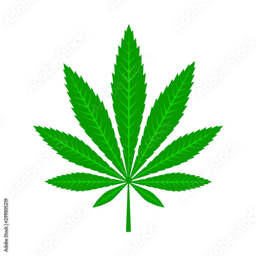 Green cannabis leaf.
