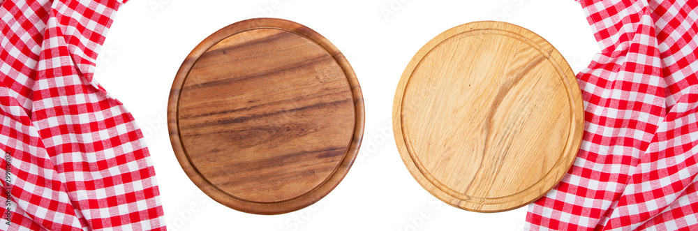 Two wooden board mock up top view isolated on white background copy space. Two wooden board mock up top view isolated on white background copy space.