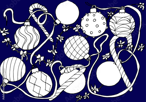 Vintage card with Christmas balls. vector illustration.