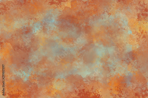 Coral and blue antique style mottled textured background