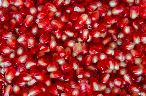 Pomegranate seeds close up. Food / fruit background