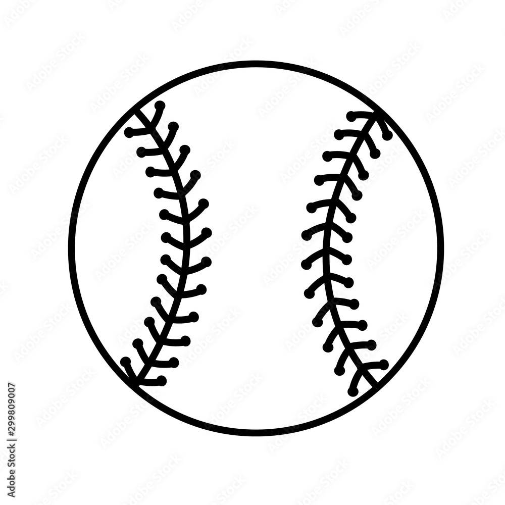 Baseball ball clipart. Sports design stock file. Sport ball outline drawing. Isolated on
