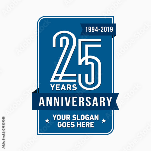 25 years anniversary design template. Twenty-five years celebration logo. Vector and illustration.