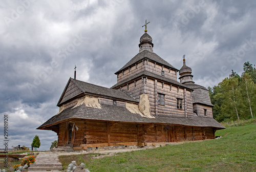 The Church of the Holy Spirit at Potelytsch, Ukraine is part of the Unesco world heritage site Wooden Tserkvas of the Carpathian Region