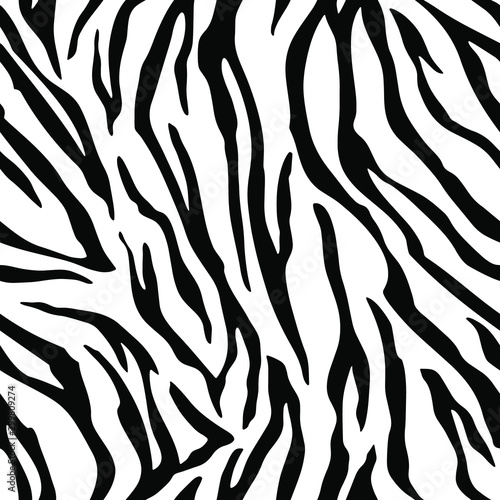 Full seamless wallpaper for zebra and tiger stripes animal skin pattern. Black and white design for textile fabric printing. Fashionable and home design fit.