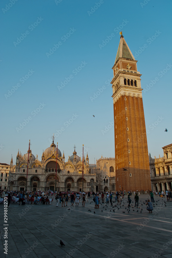 Venice, Italy: View of Campanile and The Patriarchal Cathedral Basilica of Saint Mark
