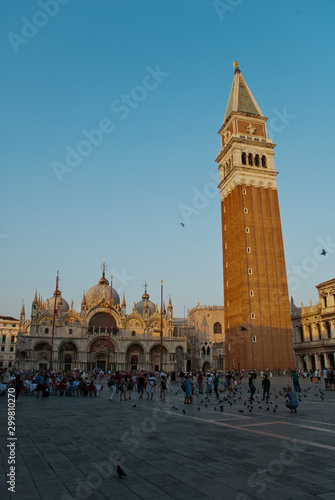 Venice, Italy: View of Campanile and The Patriarchal Cathedral Basilica of Saint Mark