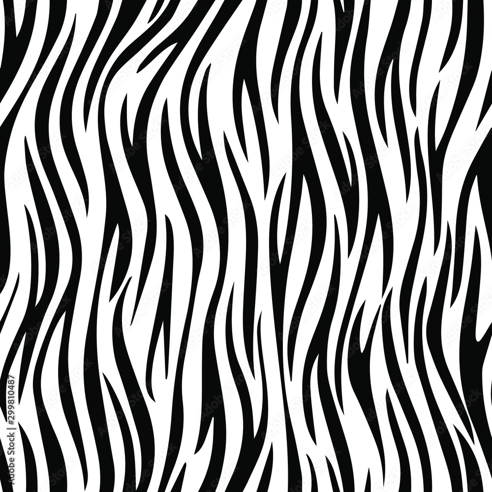 Full seamless wallpaper for zebra and tiger stripes animal skin pattern. Black and white design for textile fabric printing. Fashionable and home design fit. - obrazy, fototapety, plakaty 