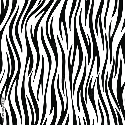 Full seamless wallpaper for zebra and tiger stripes animal skin pattern. Black and white design for textile fabric printing. Fashionable and home design fit.